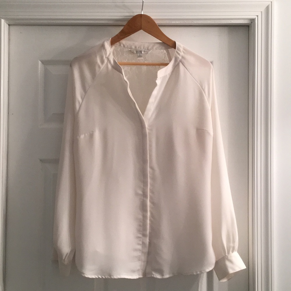 Lauren Conrad XL White Long Sleeve Blouse